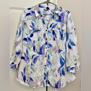 JM Collection Watercolor Floral Button-Down Shirt